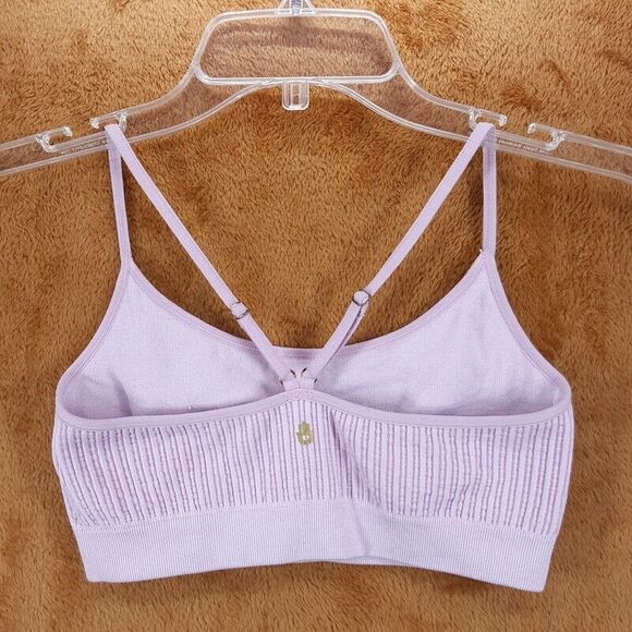 SPIRTUAL GANGSTER Bra Womens XS S Pink Pullover Seamless Racerback Rib Stretch - Picture 2 of 7